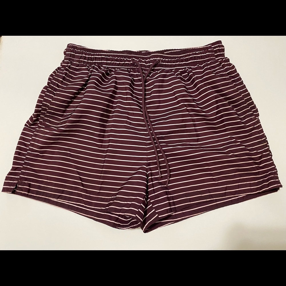 H&M Swim Shorts Burgundy/White Stripes